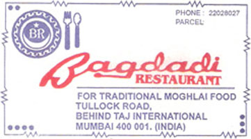 Bagdadi Restaurant, Bombay / Mumbai, India